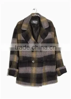 winter season check design lady coat