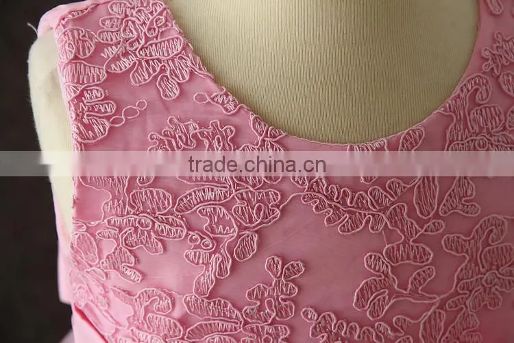 2017 girls dresses children frocks designs pink Lovely Bow-knot Vietnam 1 year baby girl dresses images first Communion dresses