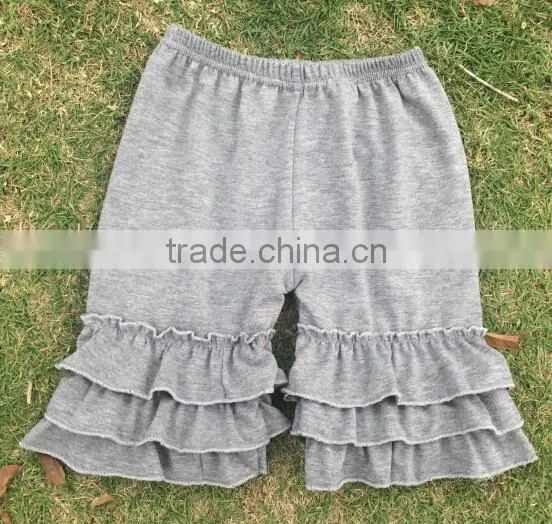 100% Cotton Pants with Triple Ruffles Bottom for Baby Girls Pants Knit Ruffle Wholesale Kids Clothes