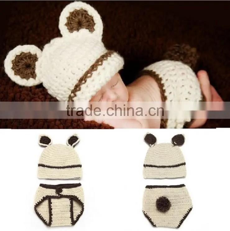 2016 wholesale boutique newborn hand made knitting patterns animal hats