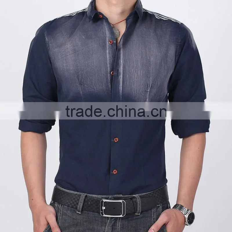 Unusual design denim Men shirt