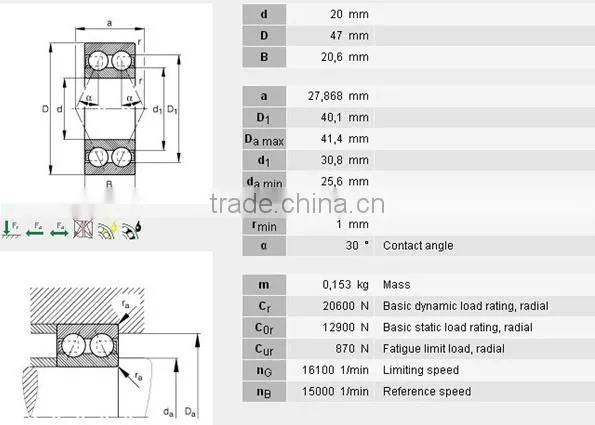 china factory textile bearing 3204 2rs angular contact ball bearing