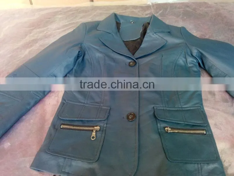Women leather long coat with front zipper