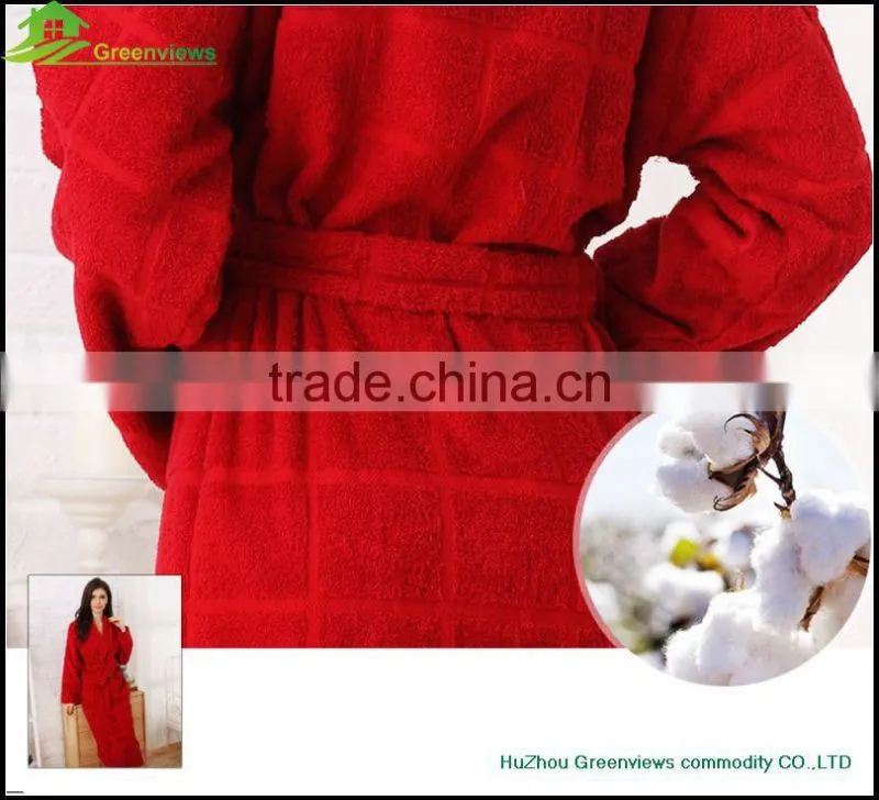Wholesale cotton blue red down robes velvet tartan design bathrobe couples bathrobe