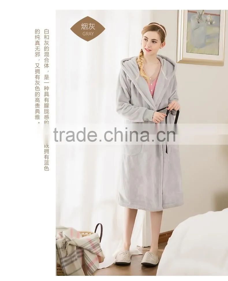 Logo Printed Qianxiu 100 polyester Warm Ladies Night Robe