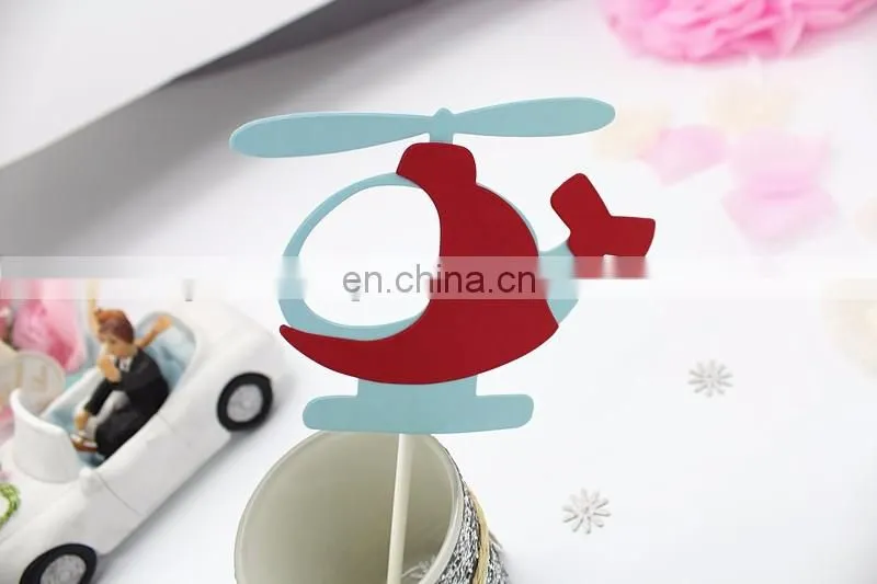 Hot Sale Airplane Cake Topper Helicopter Paper Cake Topper