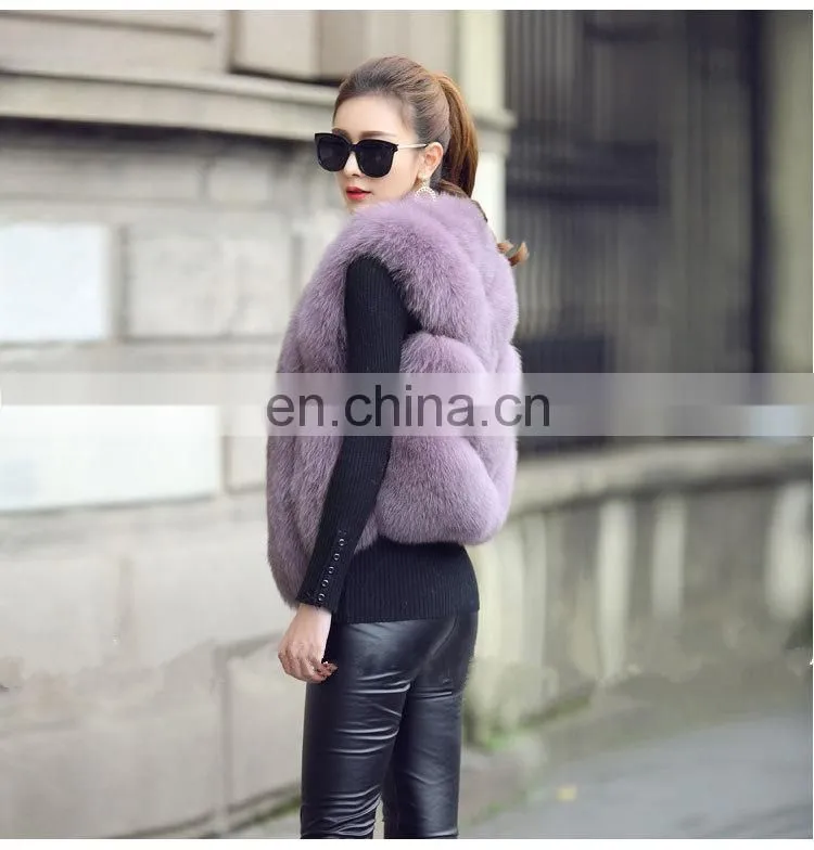 2014 Europe and America New Design Fox Fur Vest Fashion Women Fox Fur Vest
