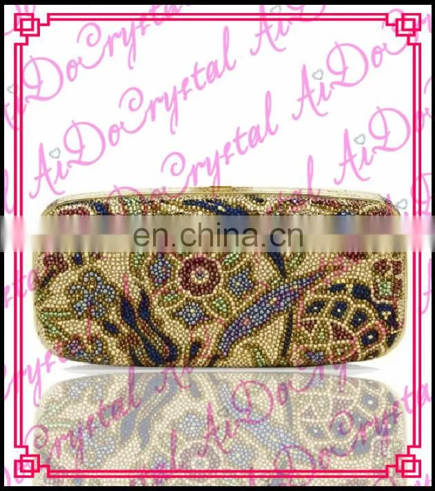 Aidocrystal handmade crystal golden victorian shinny detachable chain clutch/tote/ /purse/handbag for wedding bridal girl