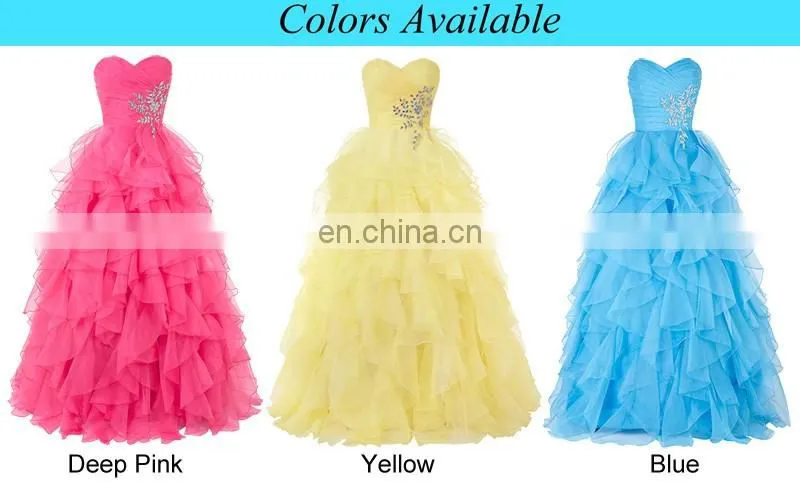 Grace Karin Strapless Off Shoulder Organza Long Ball Gown Western Quinceanera Dress For Daughter CL3411-2