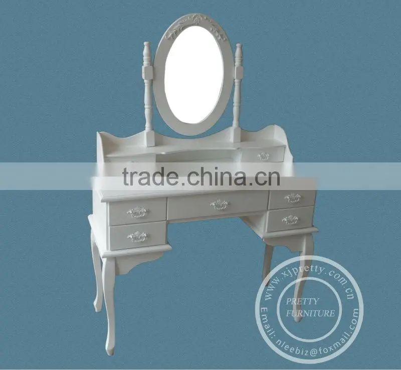 white color wooden dressing table with mirror / wooden bedroom furniture