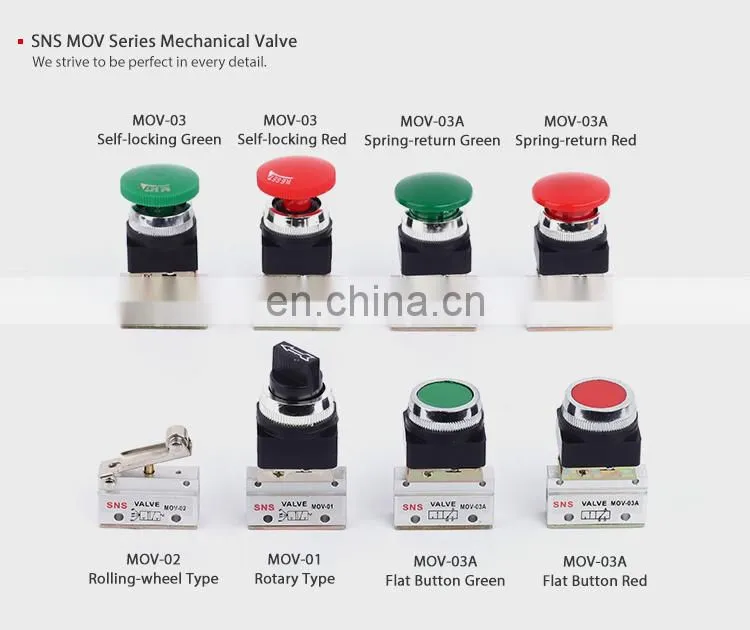SNS MOV Series aluminum alloy pneumatic hand control air mechanical valve with push button