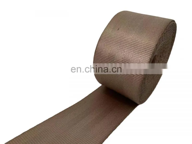 China Manufacturer High Strength Polyester webbing durable low extender waterproof anti-aging Tan color car seat belt