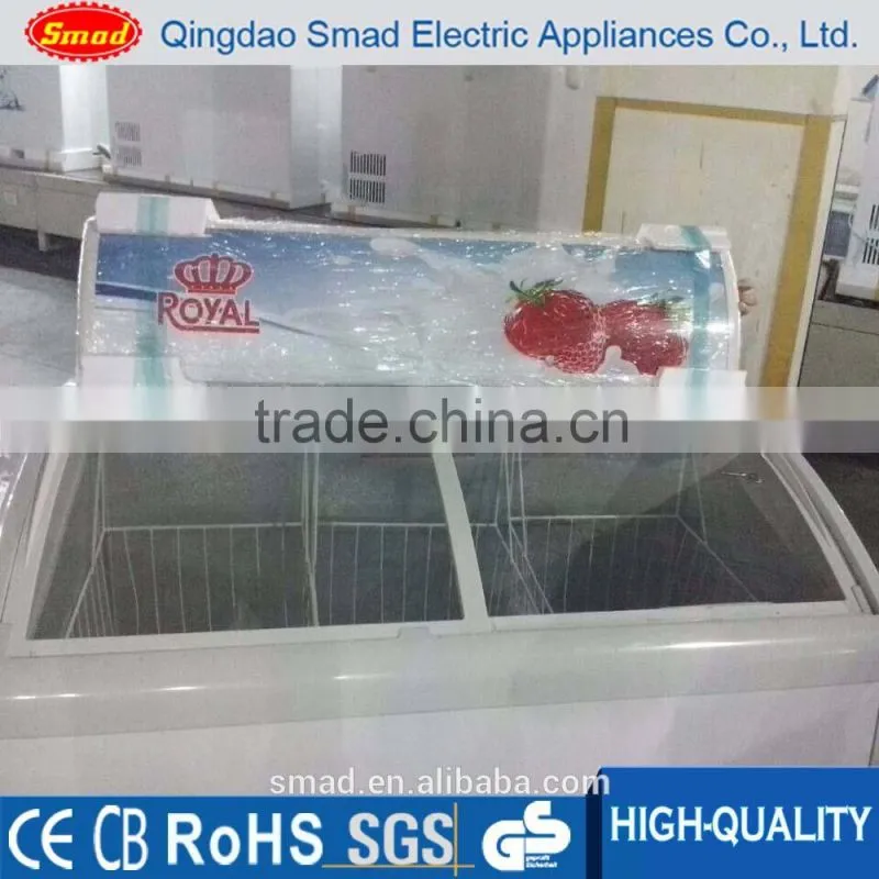Sliding Flat Glass Door Chest Freezer with Lock&Key