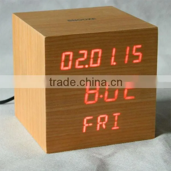 Digital LED Wood Table Clock with Calendar with CE