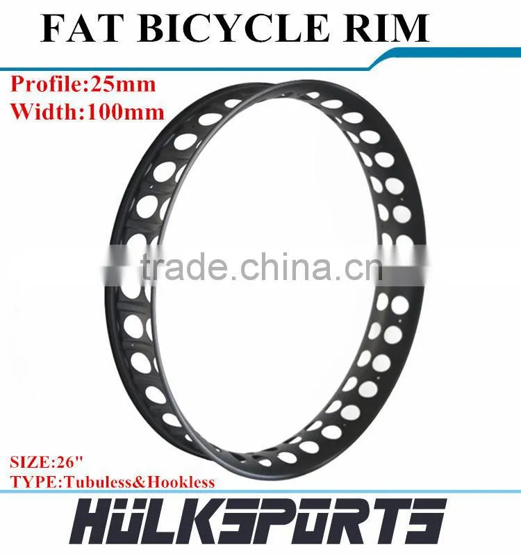 Bicycle Parts Carbon 26ER Profile 25mm Fat Wheel Rims Width 100mm Carbon Fiber Wheels Tubuless Hookless Rims Fat Bike Wheels