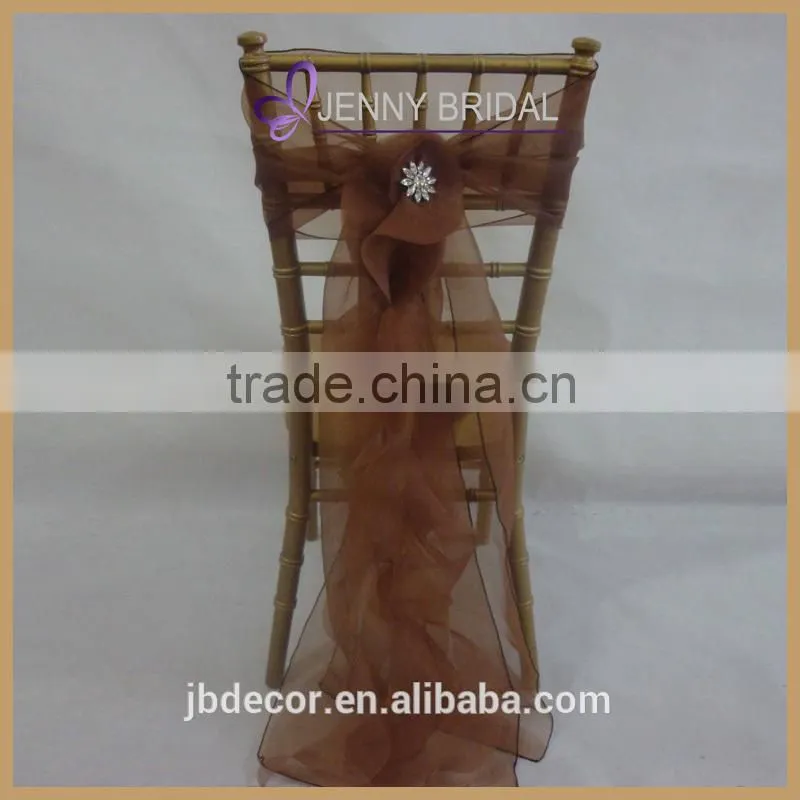 C147B fancy white wedding organza chair sash brooch