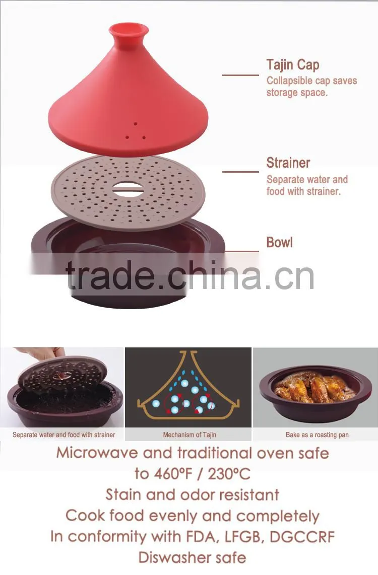 Flexible Morocca Silicone Tagine Steamer Microwave safe heat resistant FDA LFGB DGCCRF food grade