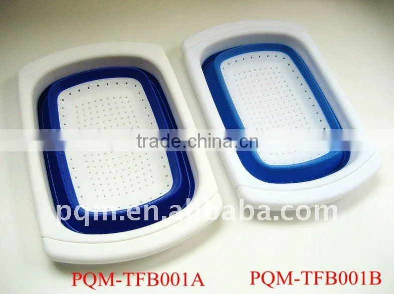 Durability rubber and plastic square collapsible colander 001A