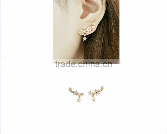 Delicate Star Earrings Crystal Star Earrings Rose Gold Star Earrings