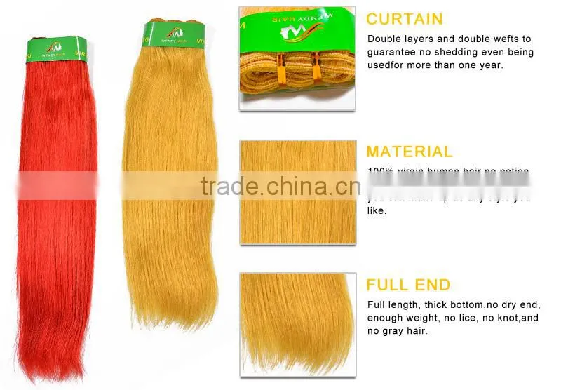 Cheapest Price Top 10 Authentic Guaranteed Wonderful No Mix Two Colors Red Yellow Virgin Malaysian Hair Wavy