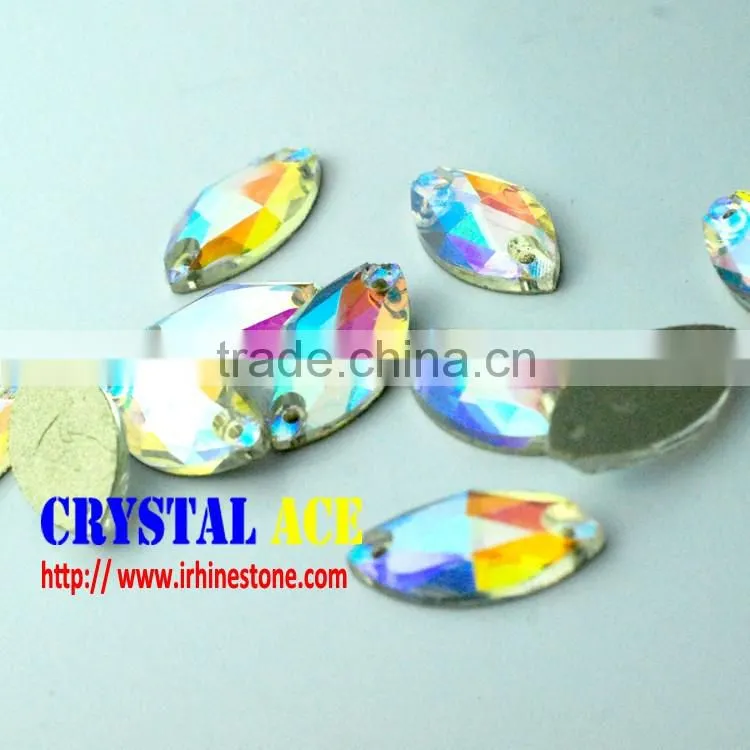 Marquise navette horses eyes flat back rhinestone sew on glass stones