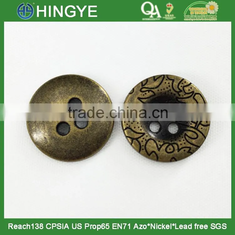 2015 hot selling 4 holes custom metal sew button for clothing M1556