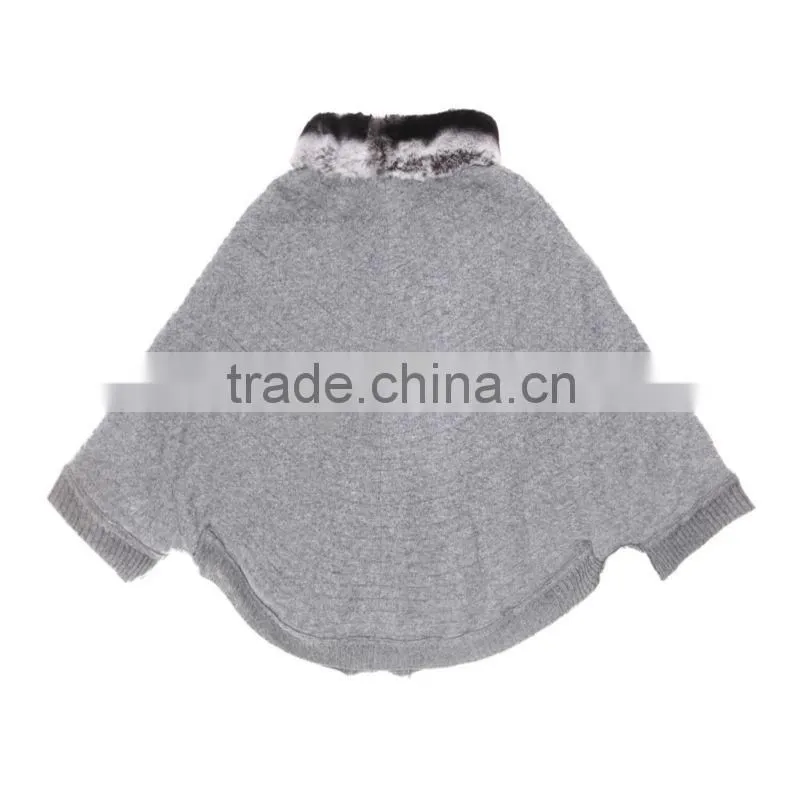 QD30501 Women Bat Wing Sleeves Rex Rabbit Fur Clothes