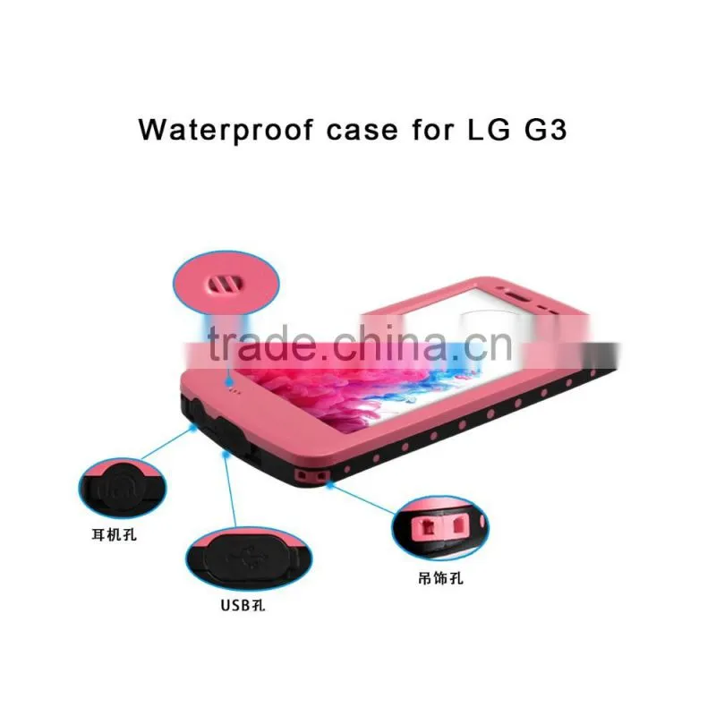 Redpepper Waterproof Case For LG G3 Fashion Hard PC Rubber Case with Bracket Back Case MT-5119