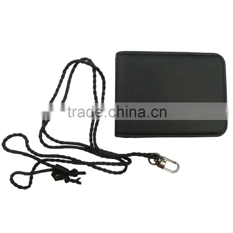 Factory RFID Blocking Zipper Pockets for Passports Holder Leather Travel Neck Wallet