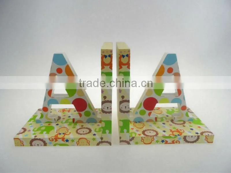 colorful AZ- shaped cute wooden Bookends book holder