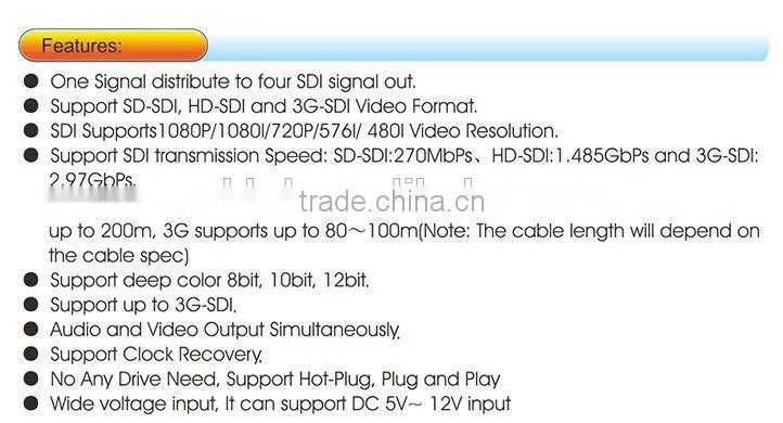 Latest 3G-SDI Splitter 1x4 --1080P Supported