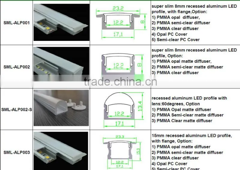 white and gray color extruded aluminum profile for decoration