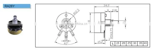 RA28Y 2W Adjustable Power Rheostat Variable Resistor rotary potentiometer