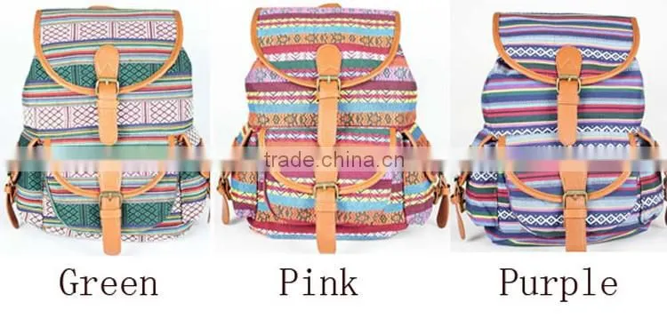 custom high quality backpack girls fashion aztec canvas backpack