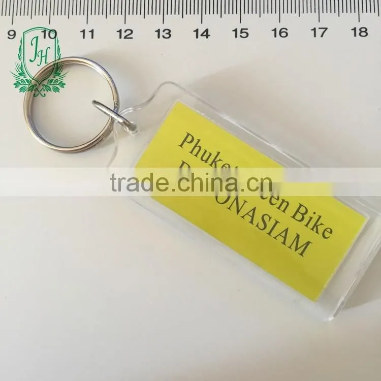 Plastic Transparent Blank Insert Photo Picture Keychain Frame Keyring