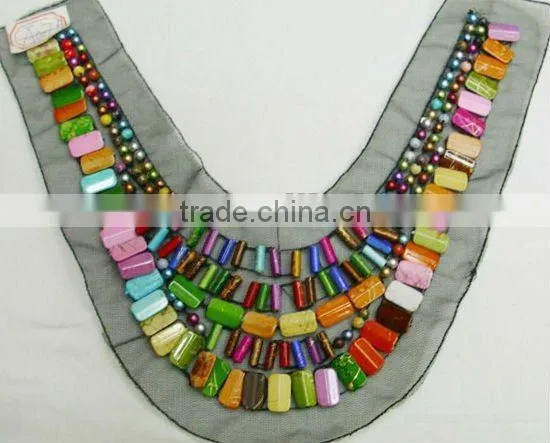 Metal beaded accessories embroidery neckline, blouse neck designs