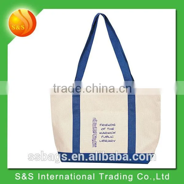 Two-tone classic design carry-all custom canvas tote bag