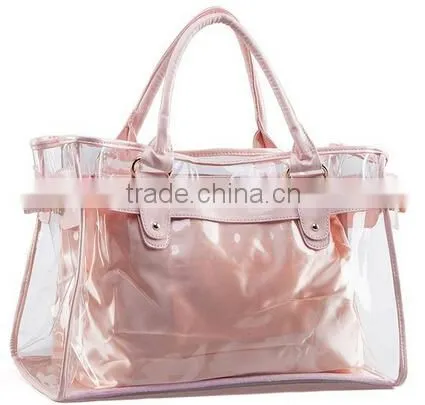Clear transparent pvc tote large capacity beach bag for women