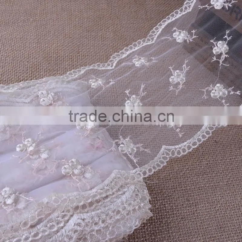 New embroidery bridal lace trimming hot sell five color in stock wide:15cm
