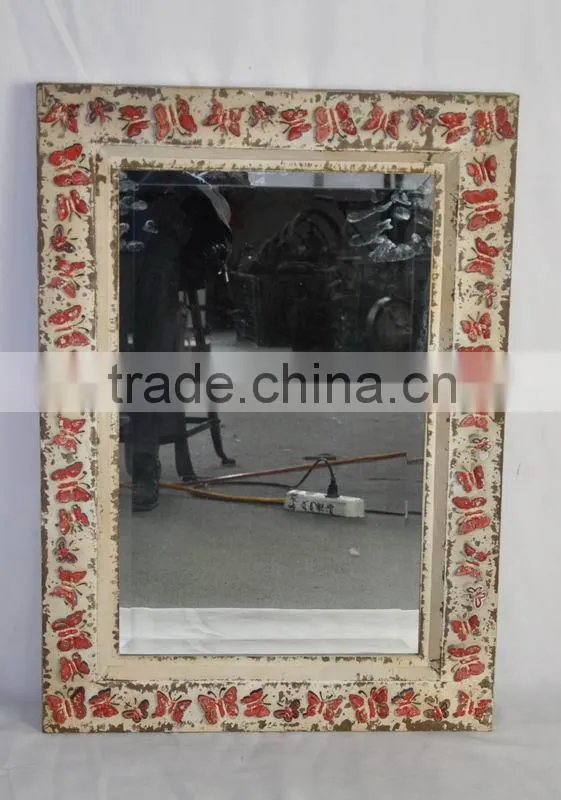 Shabby chic dust white antique hand painted wall mirror