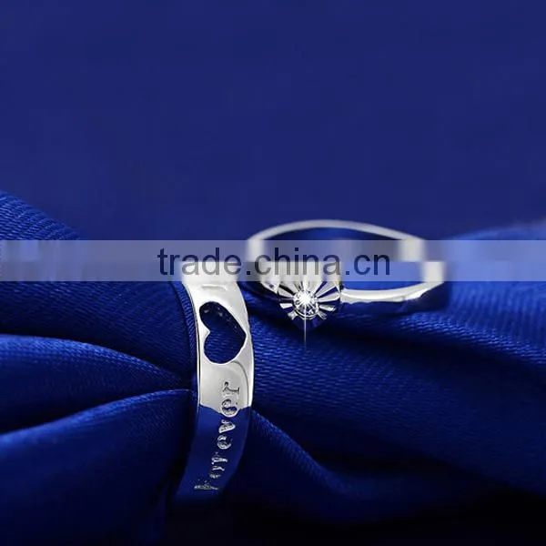 2016 925 silver couple ring made with Chinese 3A zircon
