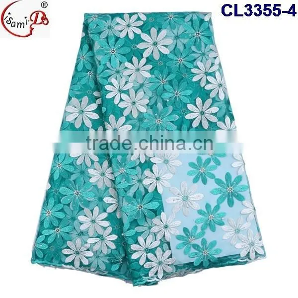 Nice lace CL3355 lovely color fancy french lace tulle lace with beads African french lace for wholesale price for women dress