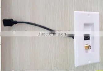 Hot selling HDMI wall plate with one F connector and one cable