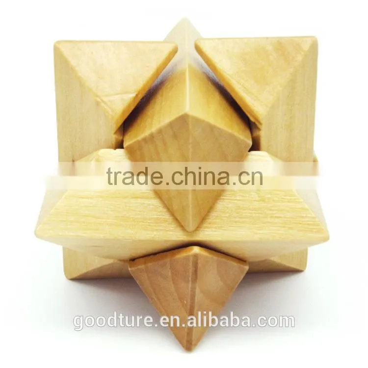 2015 Hot Sale Wooden IQ Intelligent Puzzle Magic Puzzle Kongming Lock Brain Teaser Model Number GAD1078