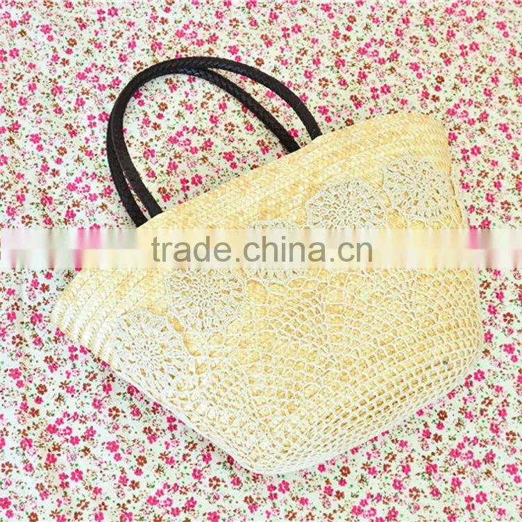hot sale ladies kraft paper shopping bag woven rattan straw beach bag manufacturer