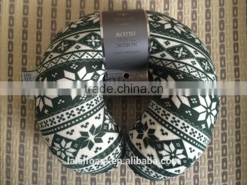 neck pillow massager super soft fabric memory foam travel neck pillow 100% polyester travel foam pillow LS-U-010-A