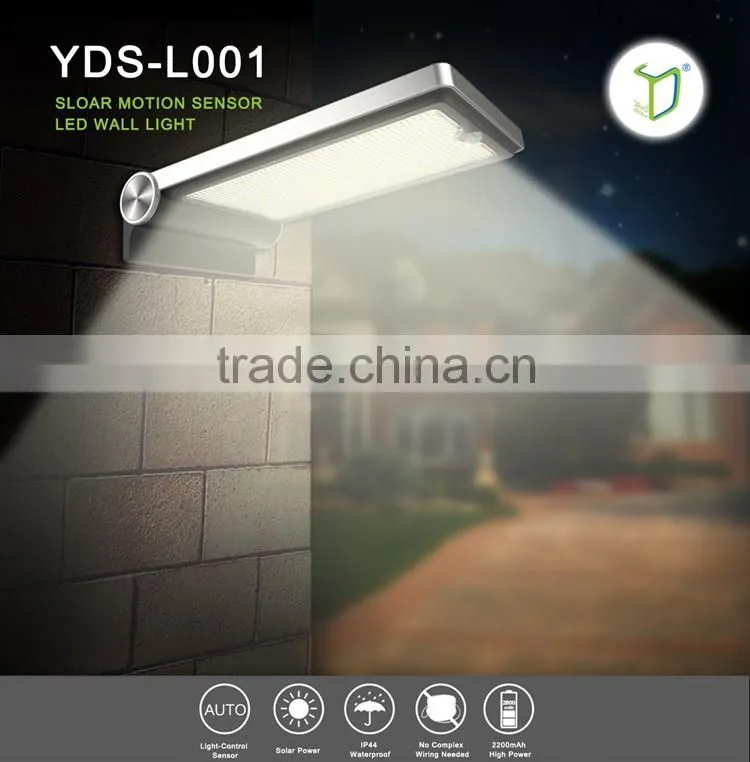 Waterproof IP44 Garden outdoor With Rechargeable Battery Solar Wall Light And Motion Sensor Lights