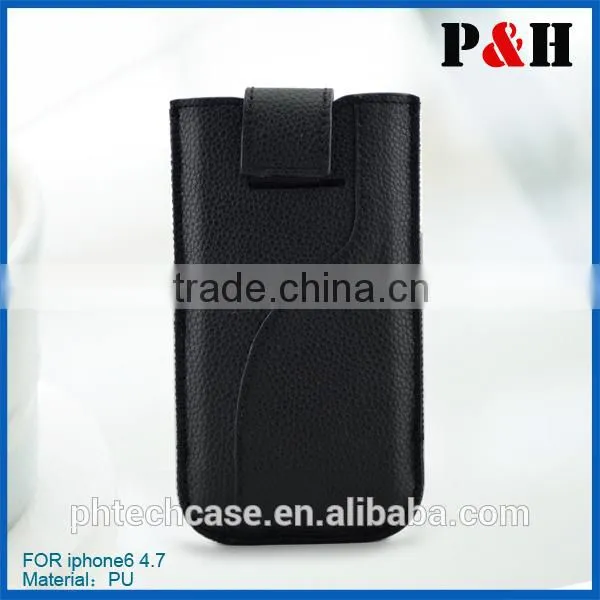 2014 Newest Pull Tab Leather Skin Pouch Pocket Leather Cover Case for iPhone 6 4.7 inch