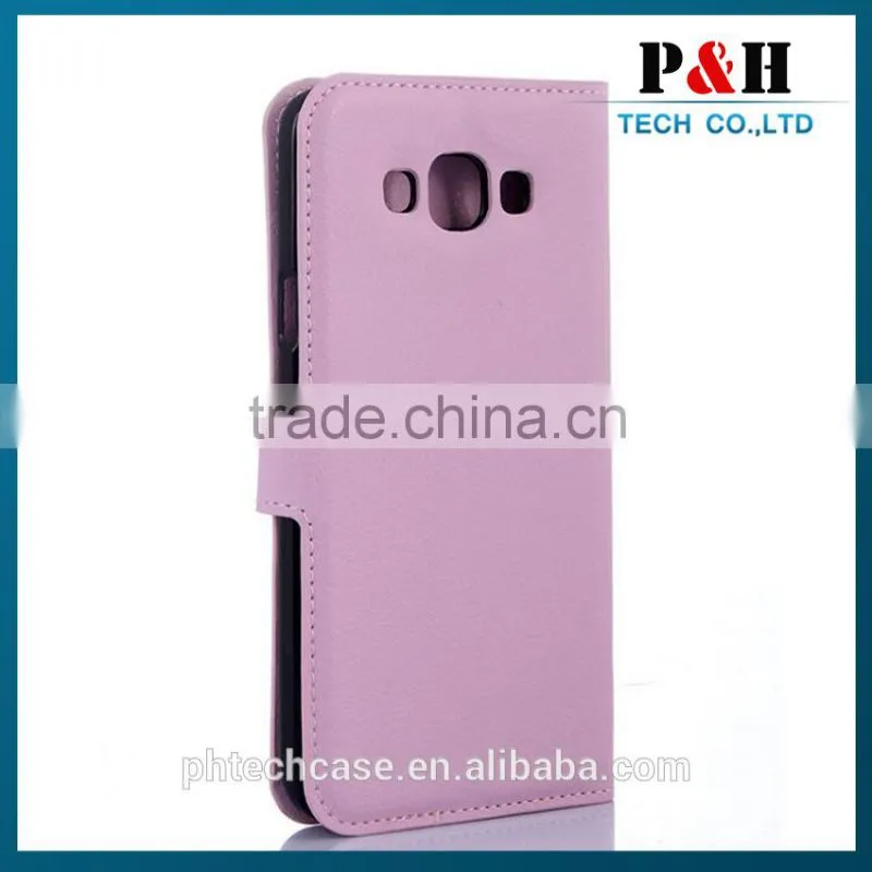 Case For Samsung Galaxy E7 Leather Stand Pouch With 2 Card Slots/Magnetic Snap