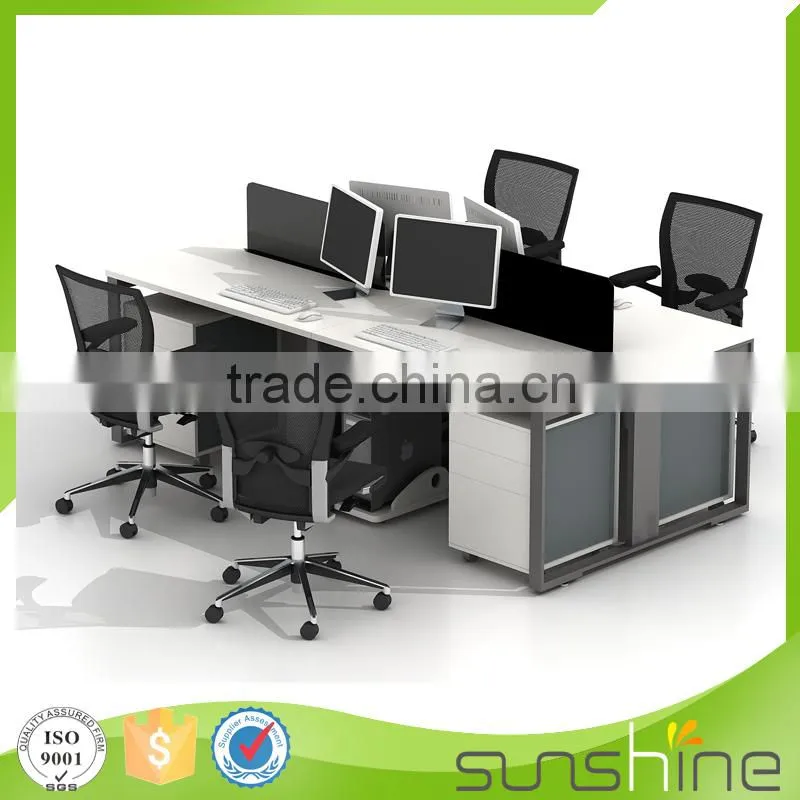 Guangzhou Sunshine WP38 Open Space Cheap Chinese Office Furniture Wood Based Panel Workstation For 4 People Wholesale